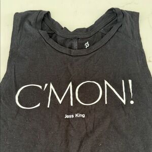 RARE Jess King Peloton Black Tank Top with White "C'MON!" Print
